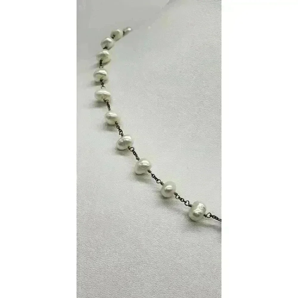 Vintage Necklace Genuine Pearl Natural White Baroque Bride Wedding Freshwater